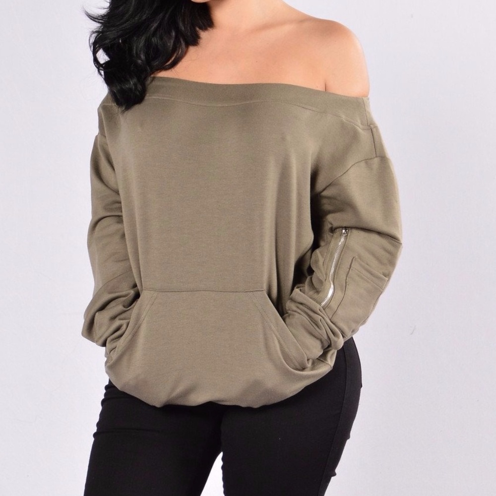 Olive off-shoulder top